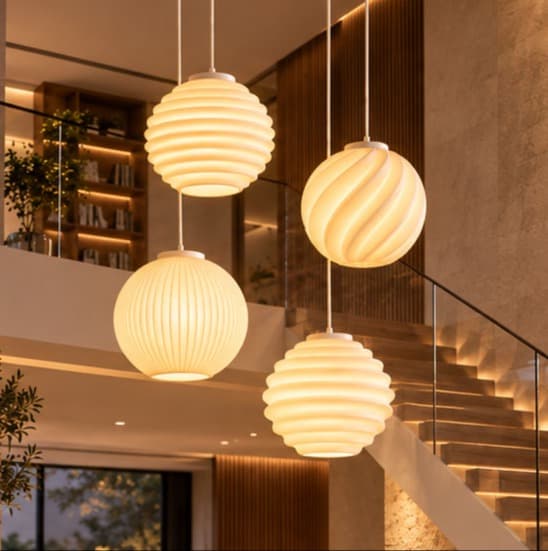 Pendant lighting styled in a contemporary living space