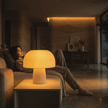 Warm lamp in a relaxed living-room setting